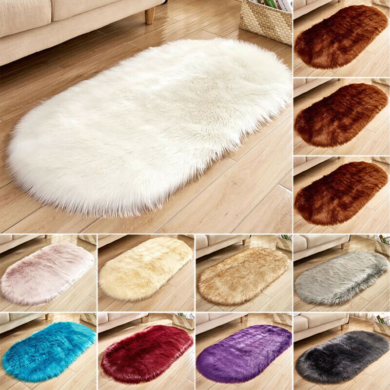Small Faux Fur Rug Hairy Soft Shaggy Area Rug Floor Carpet Fully Mats Home Decor