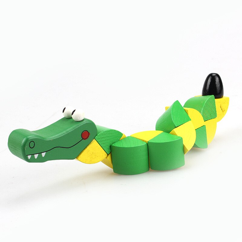 Baby DIY Wooden Toys Puzzle Blocks Ball Run Track Assembly Games 0-12 Months Infant Montessori Toys Educational Toy Kids: Crocodile