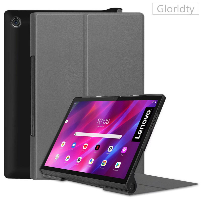 Geschilderd Funda Voor Lenovo Yoga Tab 11 Case YT-J706F Pu Lederen Flip Etui Voor Lenovo Yoga Tab 11 Yt j706F Tablet Coque + Pen: gray