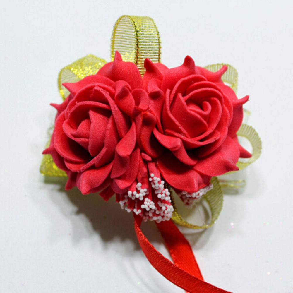 Mousse Rose fleurs mariée demoiselle d'honneur poignet Corsage mariage ruban Bracelet