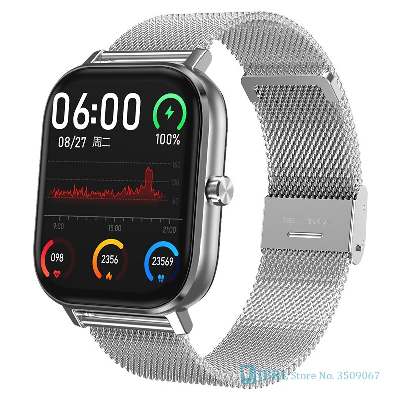 sport ecg firkantet digital klokke menn kvinner bluetooth samtale besvare digital armbåndsur dame stål passe klokker herre android ios: Dt35 ecg sølv stål