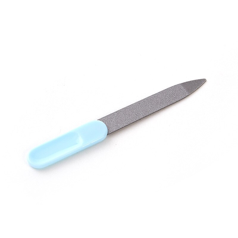 6 unids/lote, lima de uñas de acero inoxidable, Lima para pulir uñas, pulidor, removedor de pulir, lija portátil, herramienta para limar callos: 6pcs Light Blue