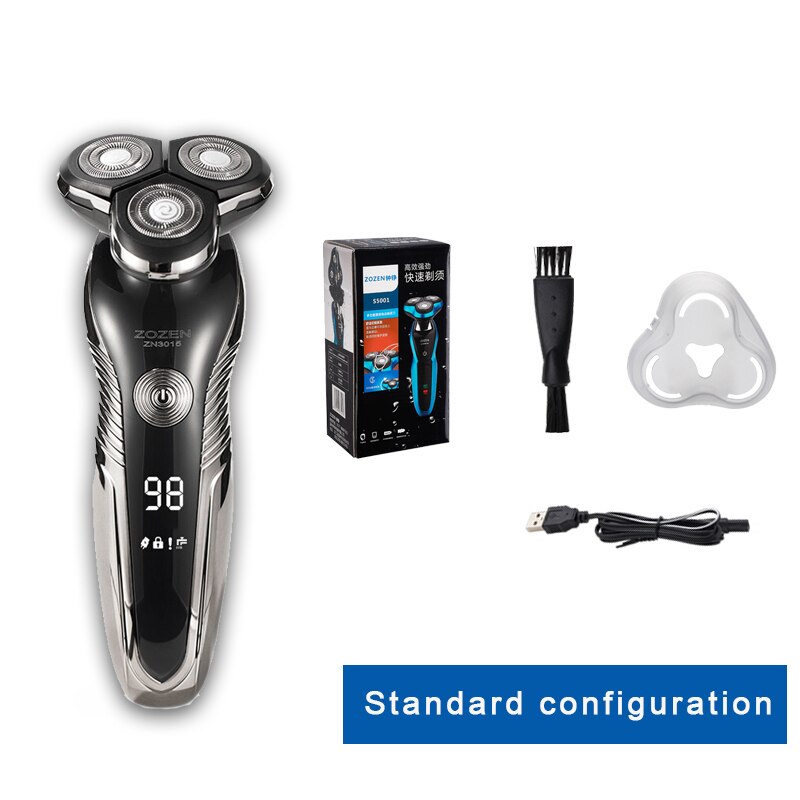 Electric Razor zozen Electric Shaver Rechargeable Shaving Machine for Men Beard Razor Wet-Dry Dual Use Water Proof Fast Charging: ZN3015-1