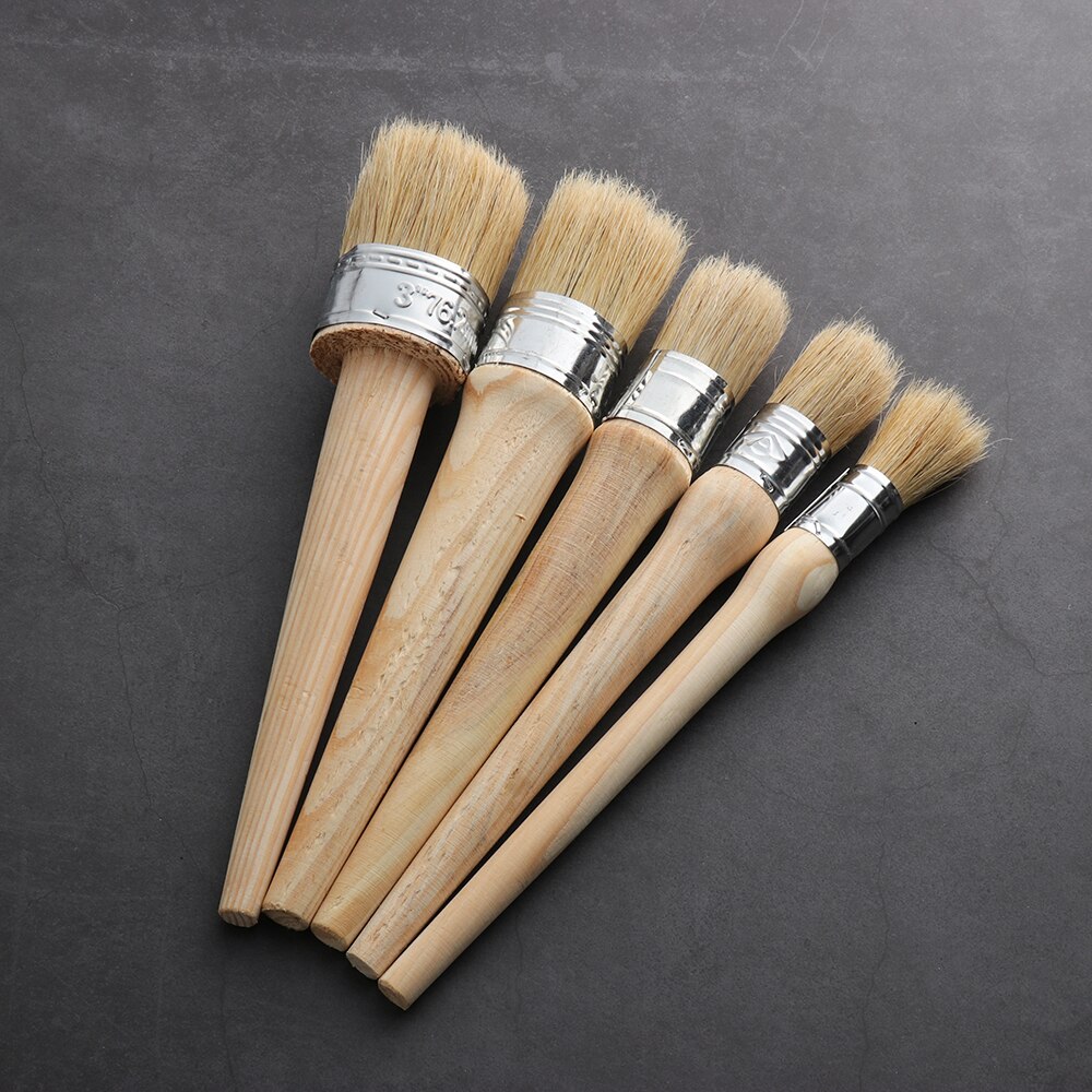 Soft Oil Paint Brush Bristle Chalk Wooden Handle Painting Tool Car Cleaning Drawing Supplies Craft Round Brushes Artist Tools