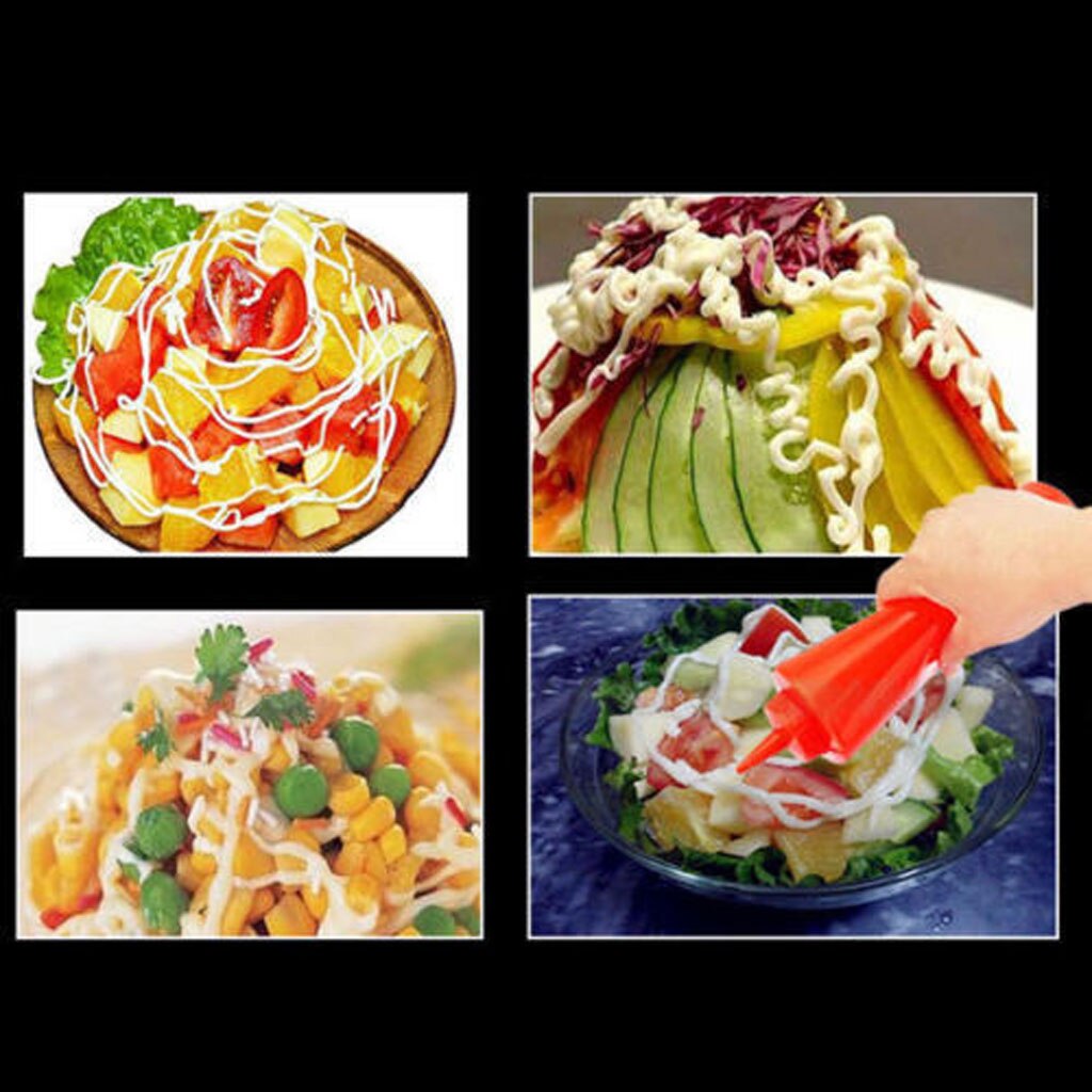 Acessórios de cozinha durável molho de salada de vinagre de mostarda plástico squeeze dispensador de óleo garrafa ketchup mostarda vermelho 240ml