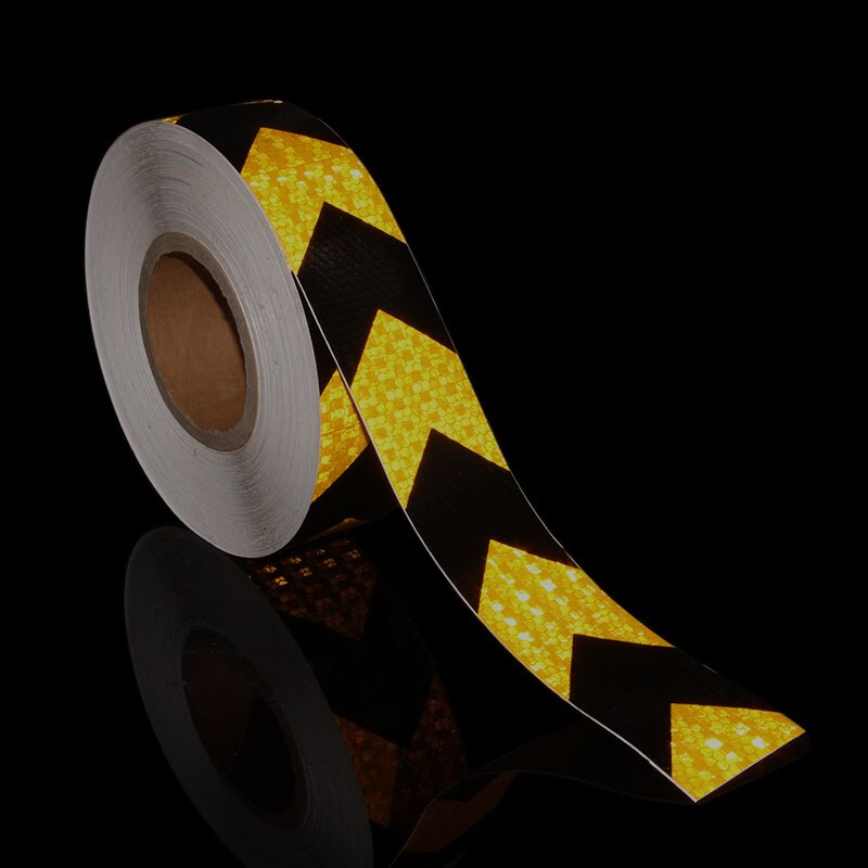 50M Reflektierende Material Band Aufkleber Sicherheit Warnband Reflektierende Film Auto Aufkleber 6 farben Weiß Gelb Orange verrotten Blau aufkleber: Schwarz-Gelb-Pfeil