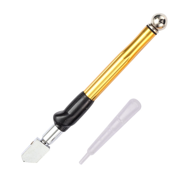 Handheld Glass Tile Cutter with Blades Screwdriver 2-20mm Pencil Style Oil Feed Tip for Glass Cutting Mirror Window DIY