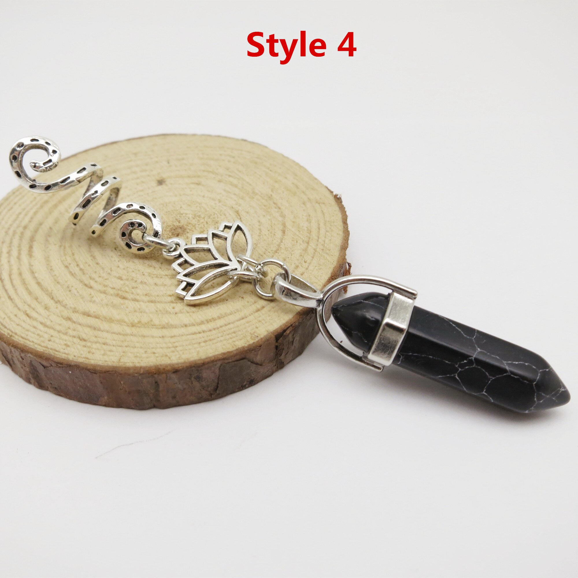 Breloques Viking en cristal pour hommes et femmes, 1 pièce, en spirale, pour tresser la barbe, perles, anneaux tubes, accessoires pour cheveux: 1pcs Style 4