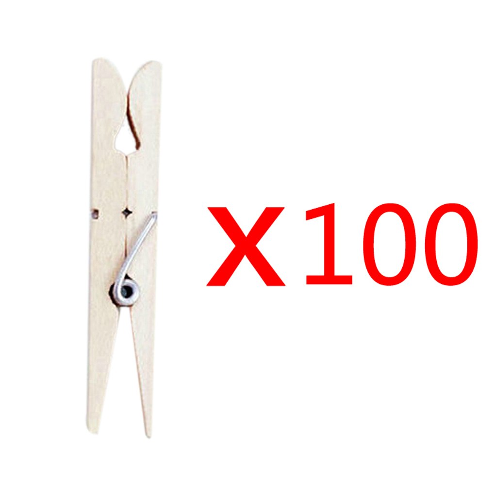 10/30/50/100pcs Clothes Pins Traditional Wooden Spring Clothespins Photoes Pins: 100pcs