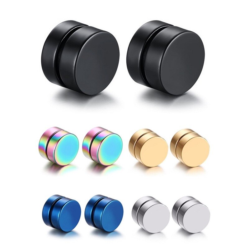 Boucles d'oreilles pour hommes et filles, 1 pièce, Clip magnétique puissant rond et magnifique, 6mm/8mm/10mm/12mm, 5 couleurs