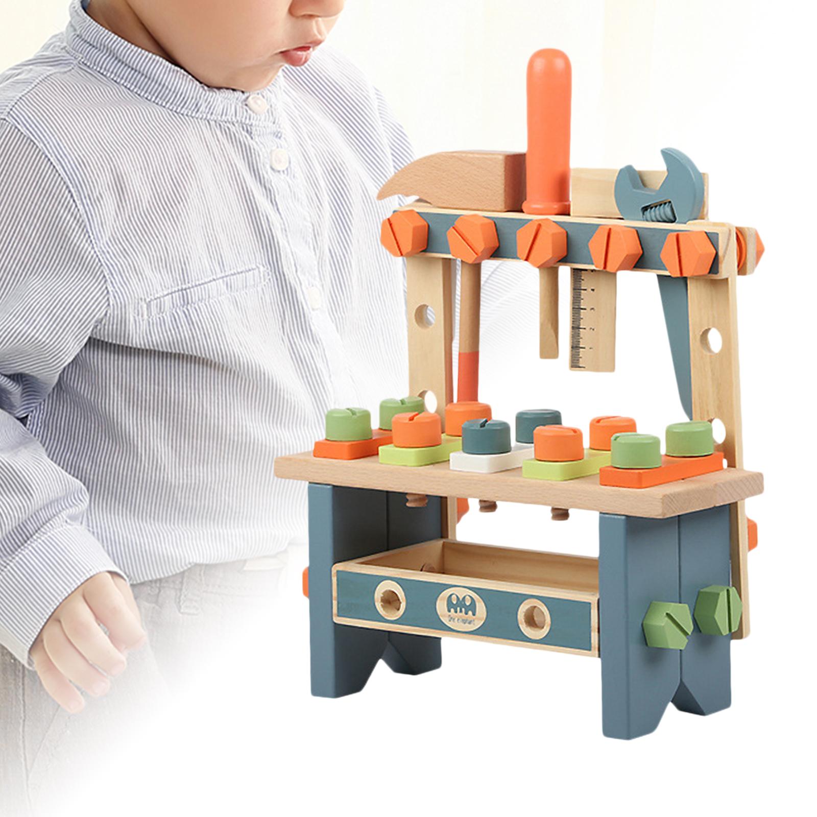 Set da banco da lavoro per Mini attrezzi da gioco in legno per bambini, Kit di giocattoli da costruzione finti di giocare