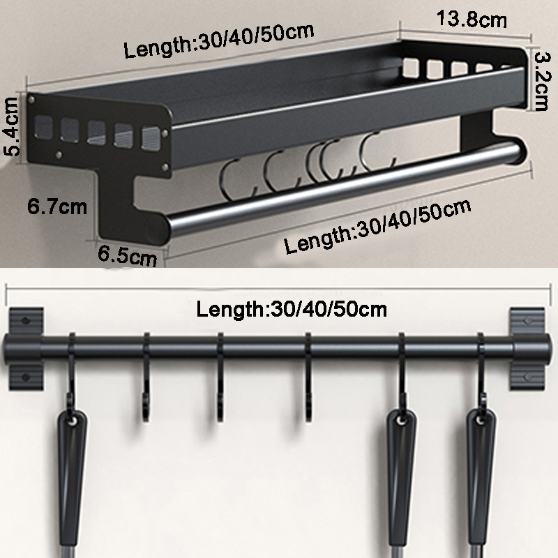 Kitchen Storage Shelf Wall Mounted Spice Rack Kitchenware Hook Rack Knife Holder Cutlery Storage Holder Kitchen Organizer