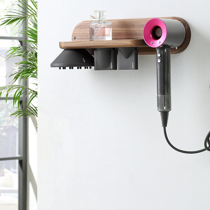 Wall Mount Föhn Houder Voor Dyson Supersonic Föhn Walnoot Beukenhout Föhn Beugel Badkamer Accessoires Rack: set 1