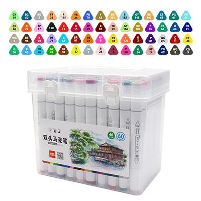 MOKEELO 895 Double-headed Triangle Pen Marker Set 12/18/24/36/48 Colors Art Painting Markers Pens Drawing Students Supplies: 60colors