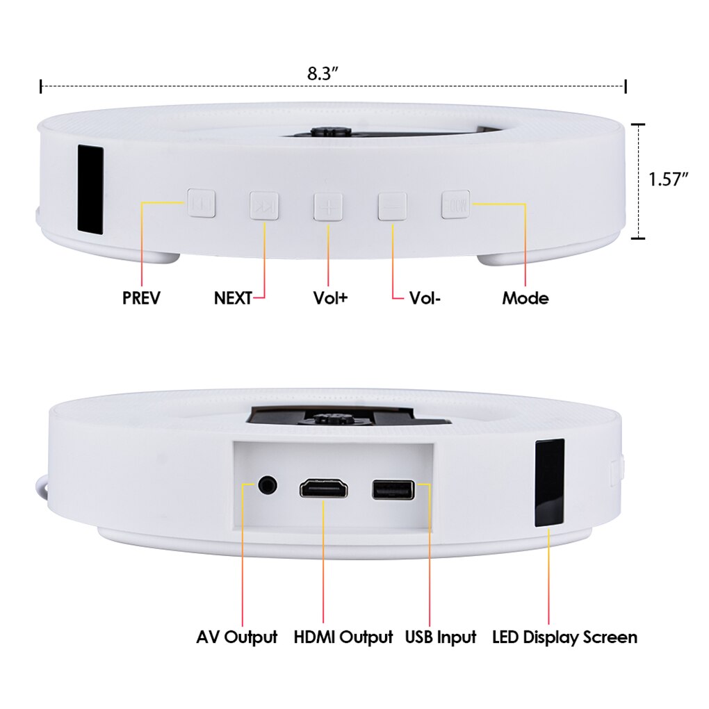 Portable CD Player Wall Mounted Bluetooth CD CD-R CD-RW MP3 WMA Player TF Card AUX Audio Input