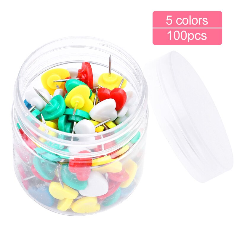 Lmdz 50/100Pcs Punaise Push Pins Kaart Markers Prikbord Pins Gekleurde Pin Fotowand Kantoor Schoolbenodigdheden met Plastic Doos: 100pcs
