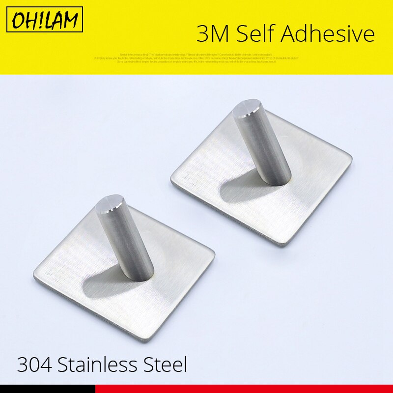 Adhesivo 3M, ganchos de acero inoxidable 304, puerta de pared, ropa, abrigo, sombrero, colgador de llaves, cocina, baño, ganchos de toallas a prueba de herrumbre