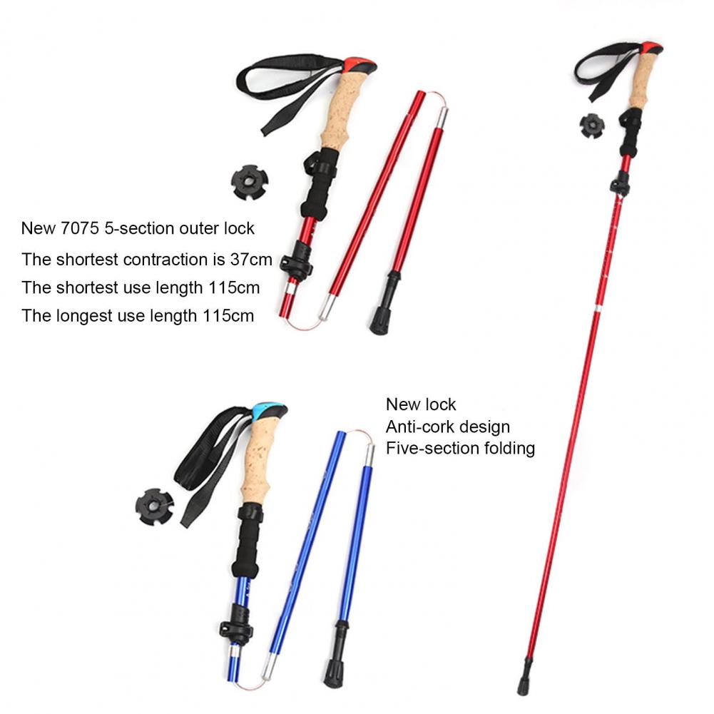 Ski Poles Trekking Pole Telescopic Ultralight Trekking Pole Anti Shock Hiking Stick Folding Walking Cane Hiking Tool