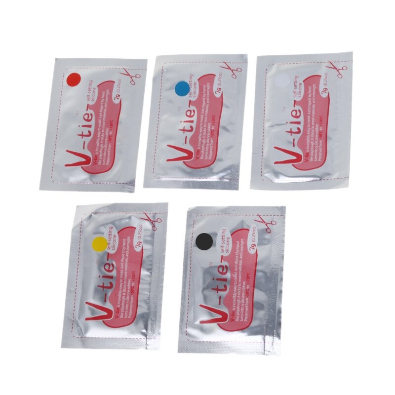Silicona líquida a prueba de calor para reparación de barro, pegamento colorido para manualidades, 5 colores (rojo, azul, blanco, amarillo, negro, uno de cada uno)