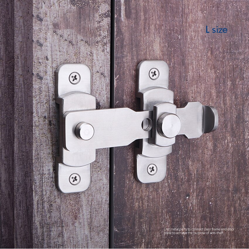 Flip Door Latch, 270 Degree Heavy Duty Stainless Steel Bar Gate Latches Safety Door Lock, Brushed Finish, Thickness 4mm S /L