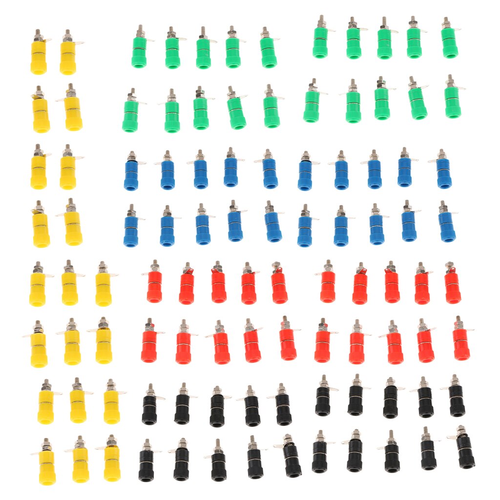 100 Pieces 4mm Banana Plug Socket Banana Binding Post Connector-5 Color