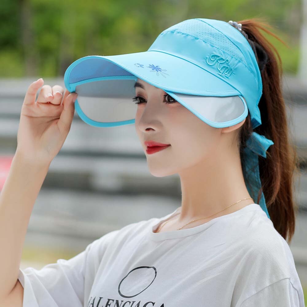 Verano sol sombrero visera gorras mujer escalable ala vacía arriba de béisbol gorra de protección UV playa visera del sol sombreros para las mujeres