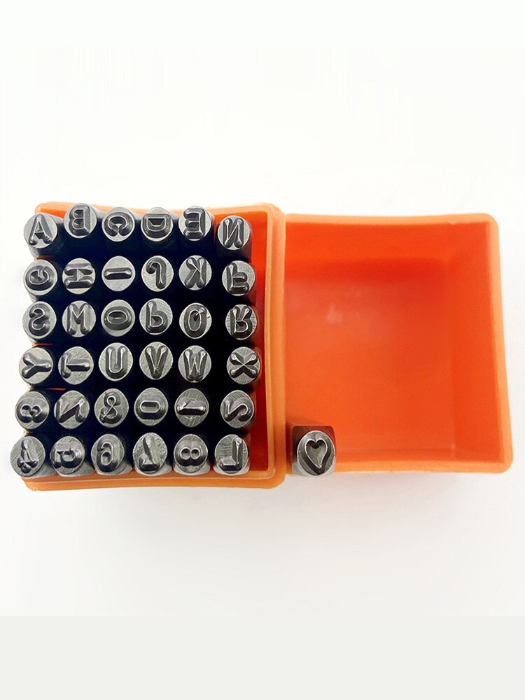 37 pçs 3mm números alfabetos perfurador ferramentas de aço letra número selos conjunto de metal endurecido couro artesanato selo ferramentas kit: Default Title