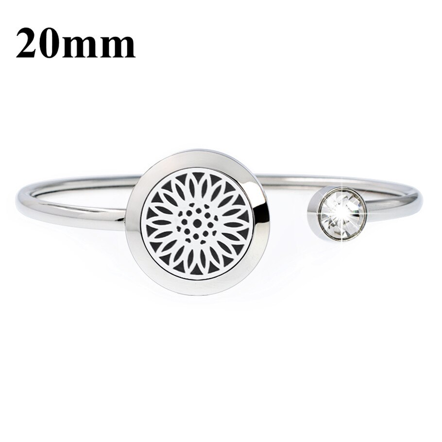 20mm 316L stainless steel Magnetic Aromatherapy locket Essential oil diffuser bangles bracelet free 10pcs pads: GQ061