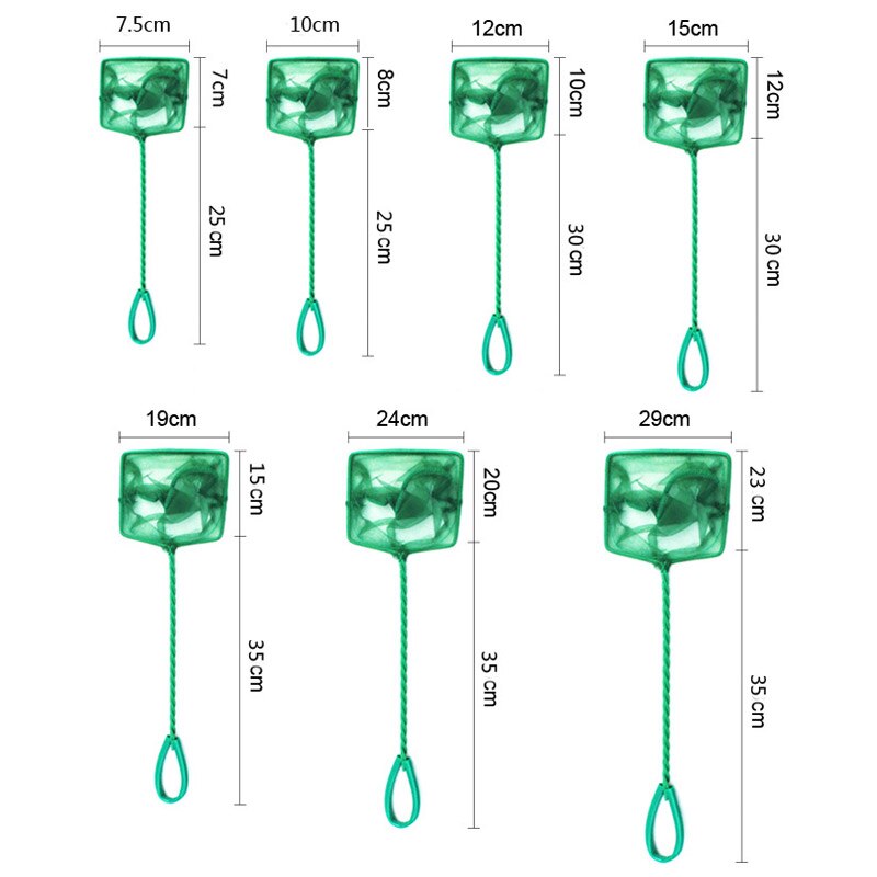 Bærbart fiskenet langt håndtag firkantet akvarietilbehør landingsnet til fisk, flydende genstande, renseværktøj til krabbenet