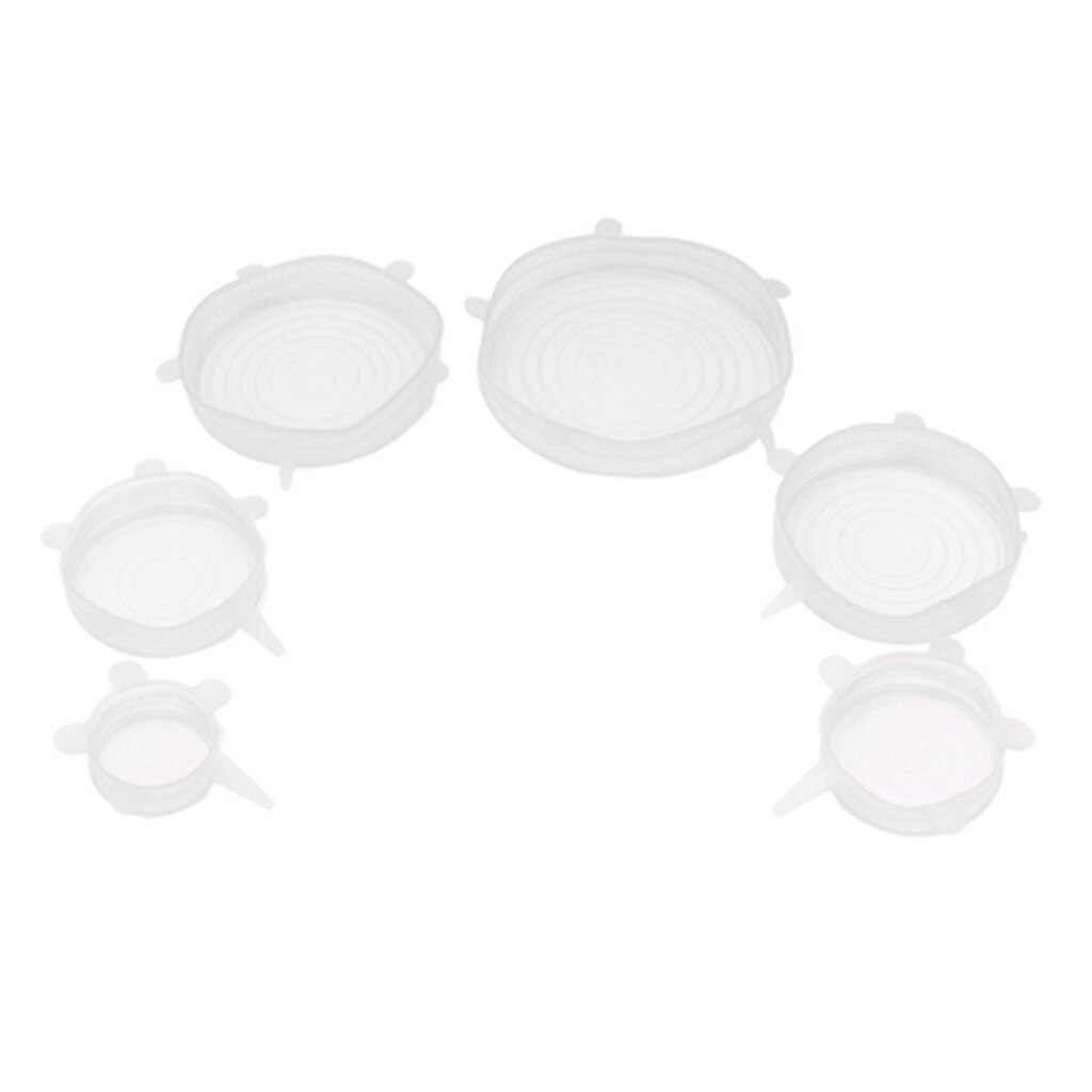 Silicone Stretch Lids, 6 Pcs Stretchable Reusable Food Saver Covers for Dishwasher and Freezer, Silicone Bowl Covers Reusable