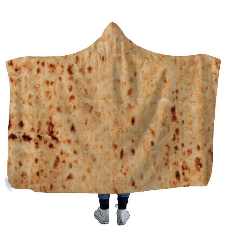 Tortilla 3D imprimé peluche à capuche couverture pour adultes enfant hiver doux polaire Burrito couverture pour emmailloter portable jeter des couvertures: Model 3 / 130 x 150 CM