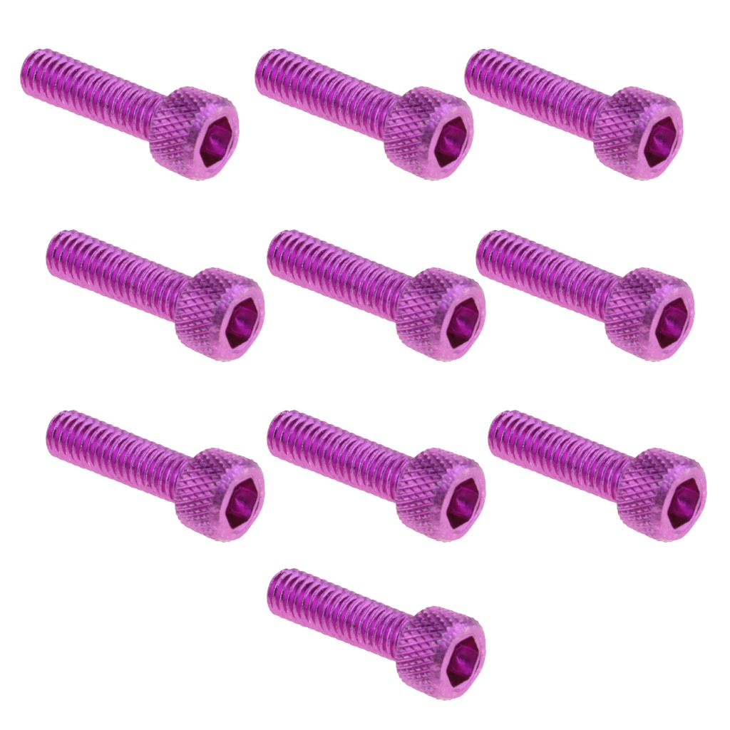 10pcs M6 x 20mm Pitch Alloy Steel Hex Bolt Socket Head Cap Screws Purple