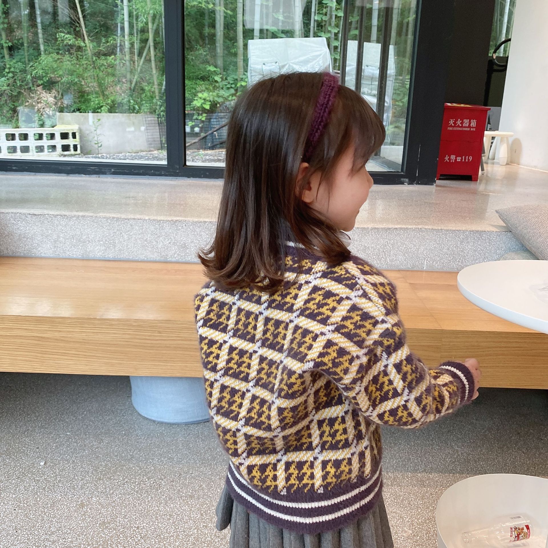 Herfst en winter meisjes vest paars geruit trui peuter meisjeskleding meisjes vest: 5t