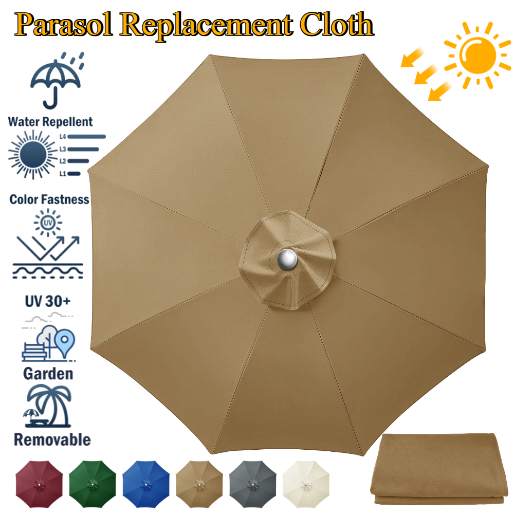 Parasol Replacement Cloth Outdoor Garden 2/2.5/2.7/3M Umbrella Cover Waterproof Sunshade Canopy For 6 Ribs/8 Ribs Parasol Cover