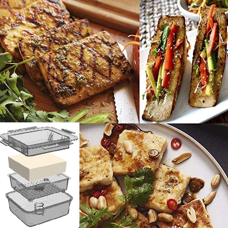 Tofu Pers Tofu Afdruiprek 3-Layer Tofu Pers Ingebouwde Drainage Water Verwijderen Tool Vaatwasmachinebestendig Keuken Koken tool Set