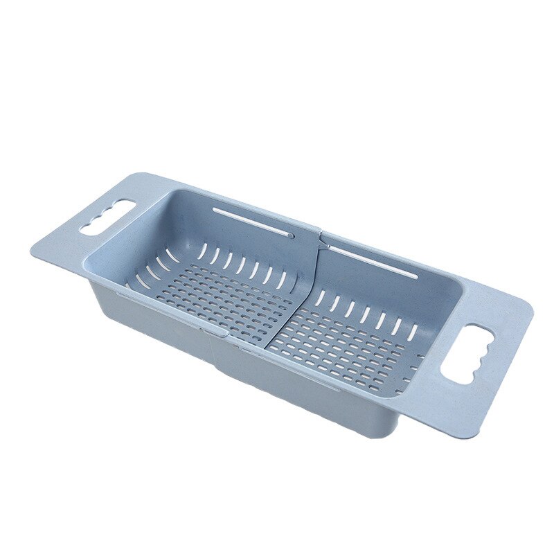 Household kitchen retractable adjustable sink retractable vegetable washing basket drain basket washing basket 1Pcs: Blue