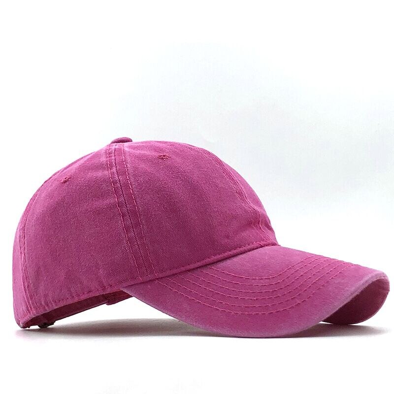 Simple Washed Cotton Adjustable Solid color Baseball Cap Unisex couple cap Leisure dad Hat fishing Snapback cap 17 Color: rose