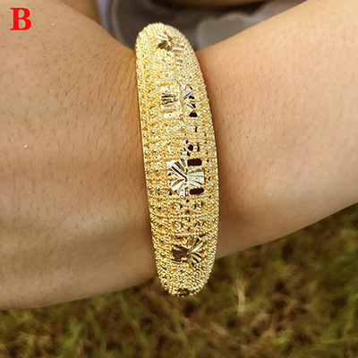 Dubai-brazaletes de oro de Oriente Medio para mujer, pulsera de malla etíope de Arabia Saudita, joyería de boda, africanos: B