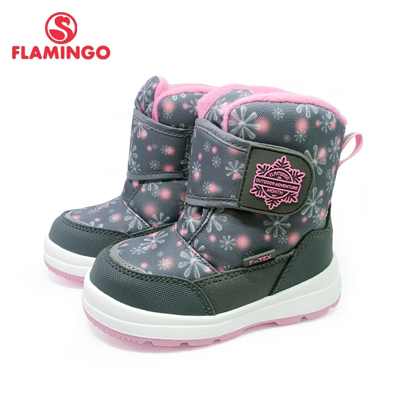 FLAMINGO Winter Wool Keep Warm Shoes Anti-slip Children Snow Boots for Girl Size 24-29 G5