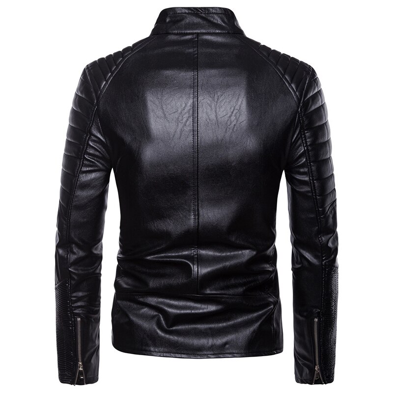 Punk läderjacka herr slim fit vintage pu jacka manliga motorcykel läderjackor rockar jaqueta de couro masculina