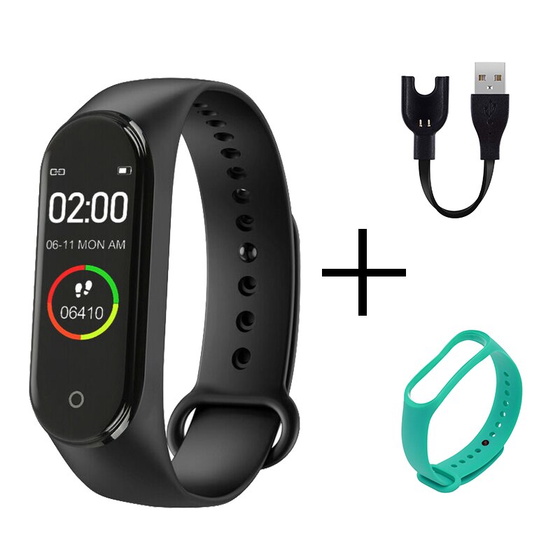 Sport Clever Armbinde Uhr Anruf Vibration Alarm Nachricht drücken Blutdruck Monitor Fitness Tracker Tragbare Digitale Armbanduhr: schwarz cyan