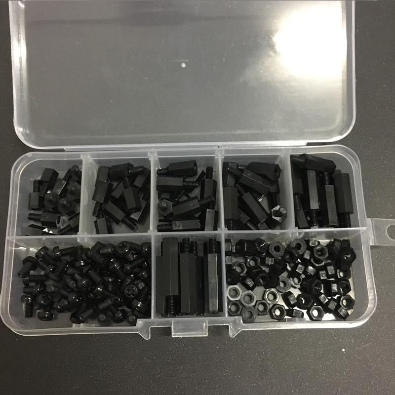 Set d'écrou à vis en nylon noir, avec boulon hexagonal, pour Arduino Raspberry Pi 3 modèle B + Plus, pour voiture ou robot, M3, 180 pièces