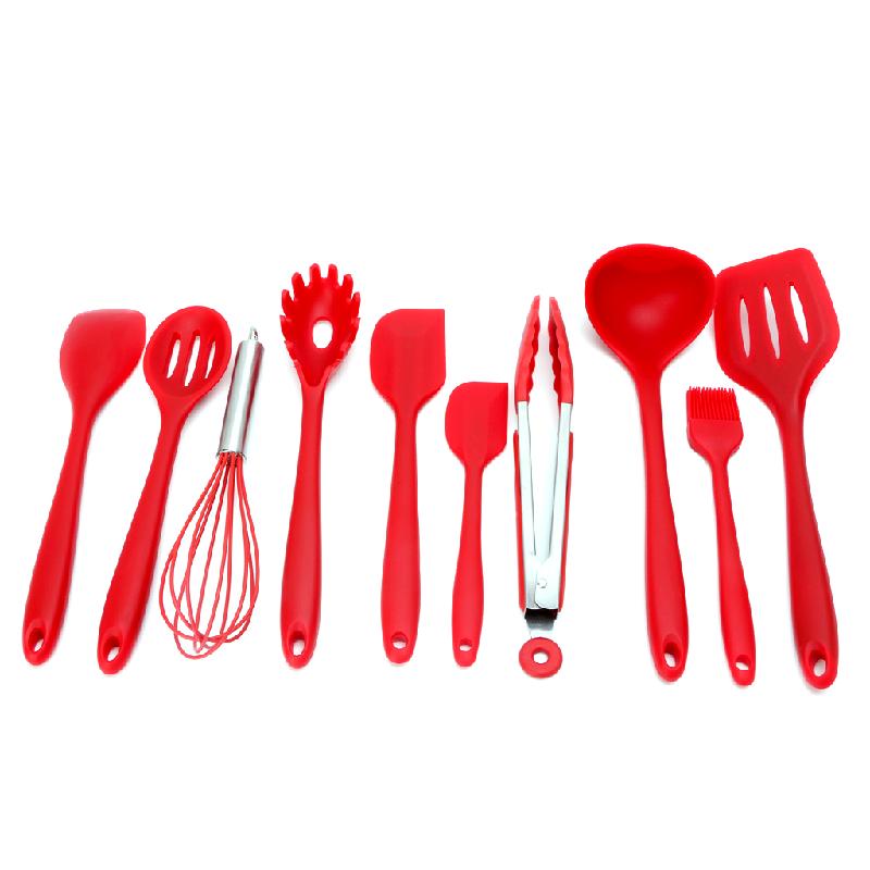 Set van 10 hittebestendige antiaanbak siliconen keukengereedschappen, kookgereedschap, doe-het-zelf kookgereedschap