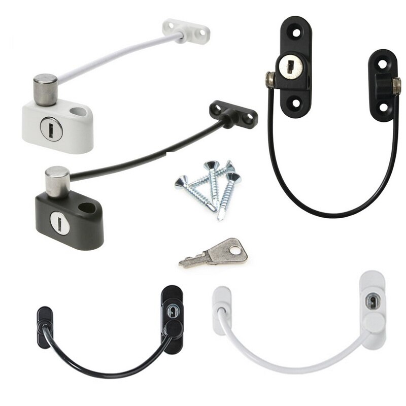 RMT-4008 Window Safety Locks Lockable Cable Restrictor for Window Sliding Door Restrictor Child Security Guard with Key#9