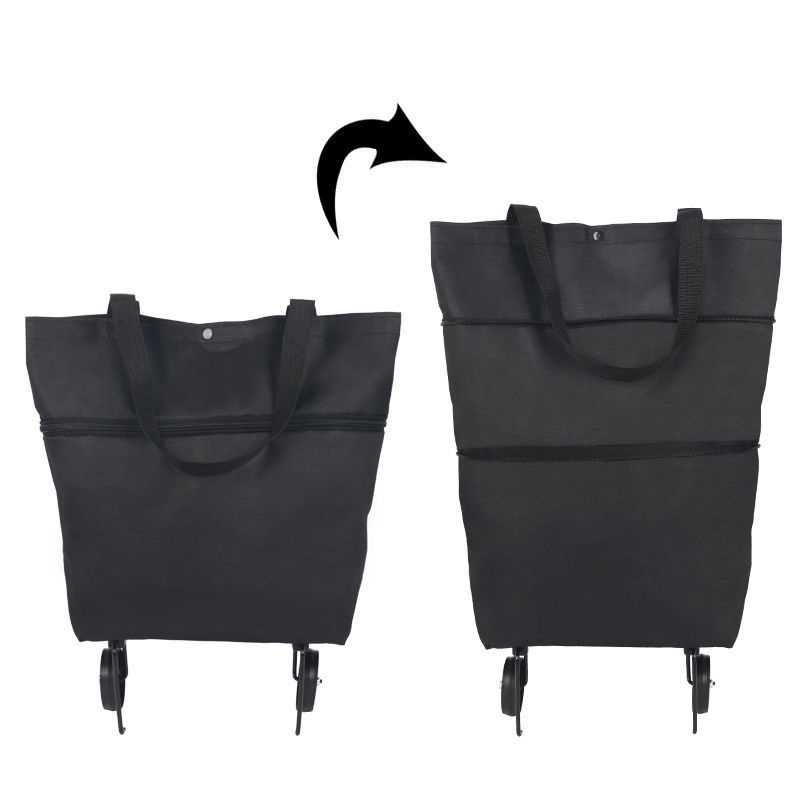 1PC Shopping Bags Folding Grocery Storage Handbag Large Capacity With wheels Reusable Folding Grocery Nylon Handbag: 4
