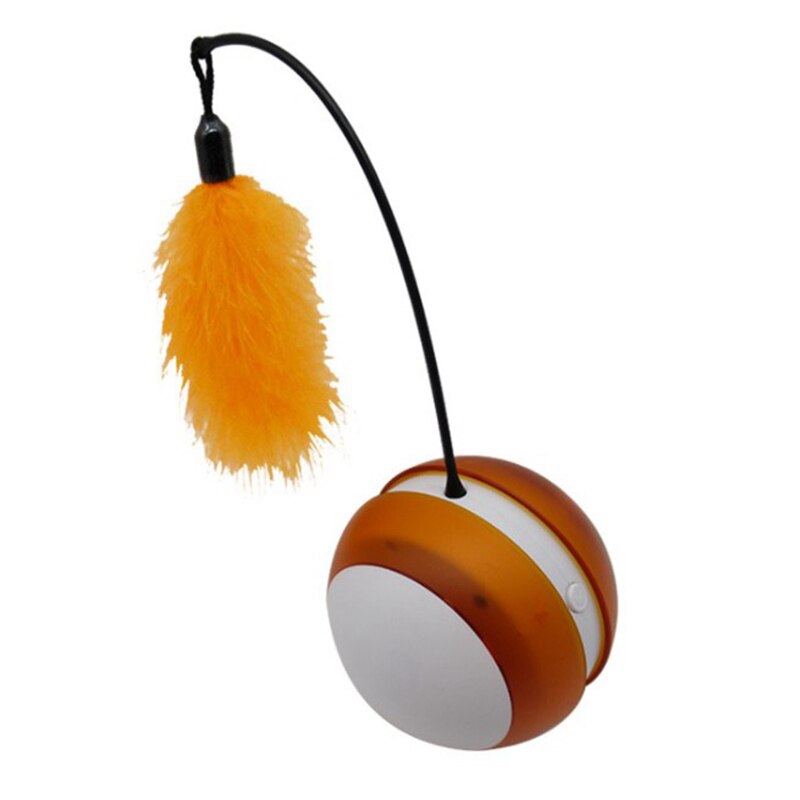 Electronic Pet Cat Toy Smart Automatic Sensing Obstacles LED Wheel Rechargeable Flash Rolling Colorful Light Electric Cat Stick: Gold