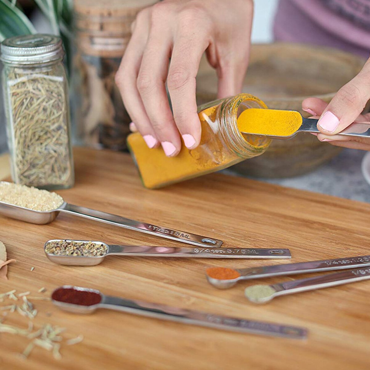 13pcs Measuring Cups & Spoons Set Stainless Steel Kitchen Tool 7 Measuring Cups + 6 Measuring Spoons Kitchen Tools Gadgets