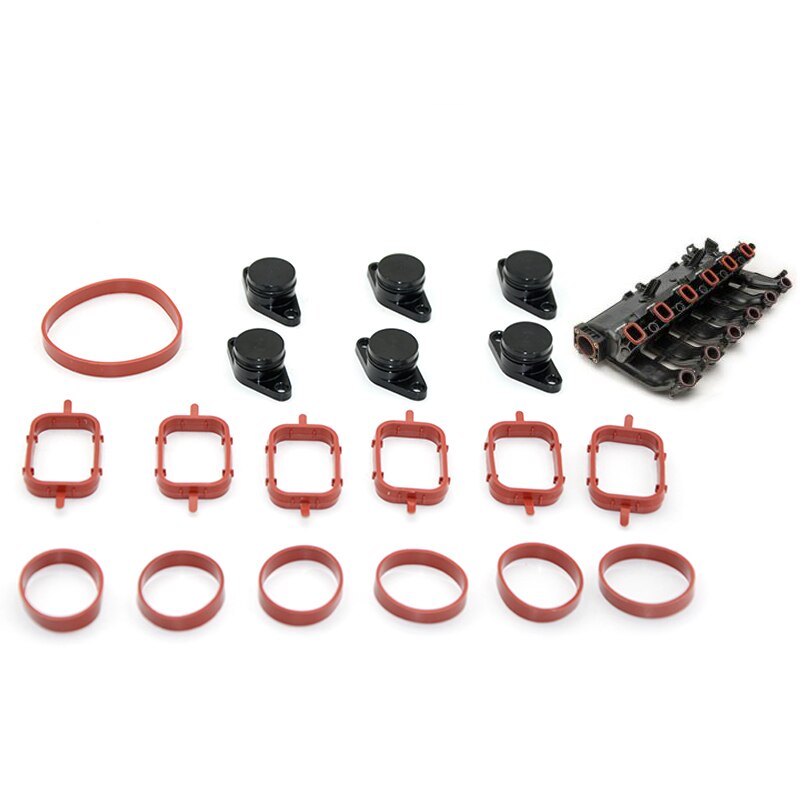 Junta de colector de admisión de goma de aluminio de 22mm, aleta de remolino en blanco, accesorios de motor de coche a prueba de calor Premium: Black