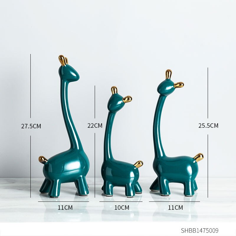 Heminredning keramik djur modell prydnad ko och rådjur staty skulptur prydnad skulptur modern konst nordisk inredning hem: 3 st fawn