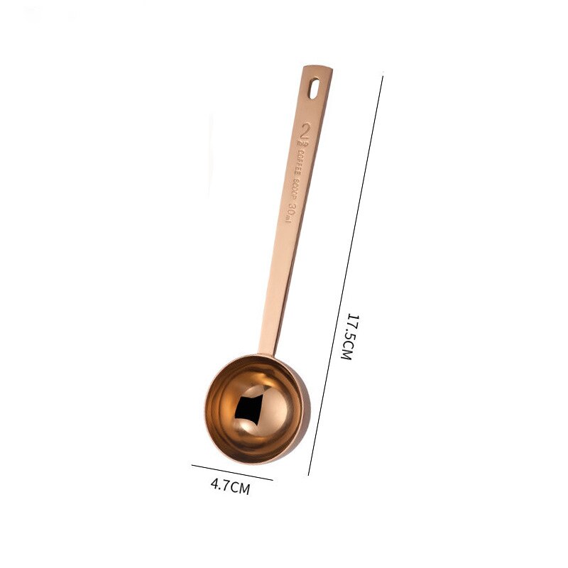 Cuchara medidora dorada de acero inoxidable para leche en polvo, cuchara multifunción para té y café con mango largo, de plata, 15/30ML: Rose Gold